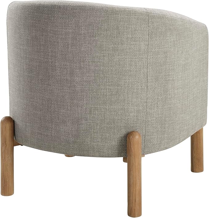Lexicon Modern Accent Chair Textured Fabric Barrel Seat with Solid Wood Legs Upholstered Single Sofa Chairs for Living Room/Bedroom/Office/Apartment Taupe