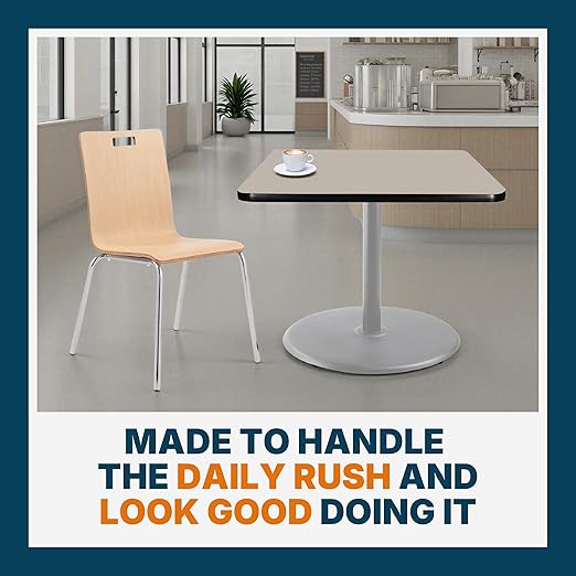 OEF Furnishings OEFCTG33636RDGY Premium Commercial-Grade Restaurant and Breakroom Cafe Table (Square 36 in Side 30 in Dining Height Round-Base Gray Frame Gray Nebula Laminate)