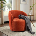 Modern Orange Chenille Swivel Accent Chair 360 Degree Round Bucket Chair Comfortable Arm Chair for Living Room Bedroom Nursery