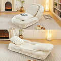 Foldable Lazy Sofa Bed Floor Chair Upholstered Human Dog Bed with 5 Adjustable Position Comfy Tatami Lounge Chair with 2 Pillows Lazy Sofa for Bedroom Living Room Reading (White)