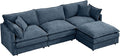 Cloud Couch Modular Sectional Sofa 102-Inch L-Shaped Chenille Fabric 3-Seater with Movable Ottoman Living Room Couch Set with Memory Foam Cushions (Blue L)