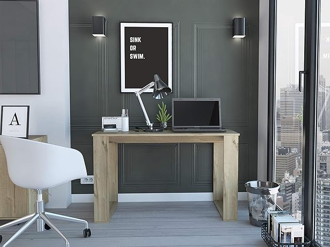 Writing Desk - 47.2 Inch Gaming Desk Computer Desk Home Office Desk Space-Saving Workstation Table Modern Simple Wooden Desk Laptop Notebook PC Table Light Oak