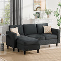 JAMFLY Sectional Sofa Couch Convertible L Shaped Sofas with Ottoman Small Sectional Couches for Living Room 3 Seater Couch for Small Spaces Dark Grey