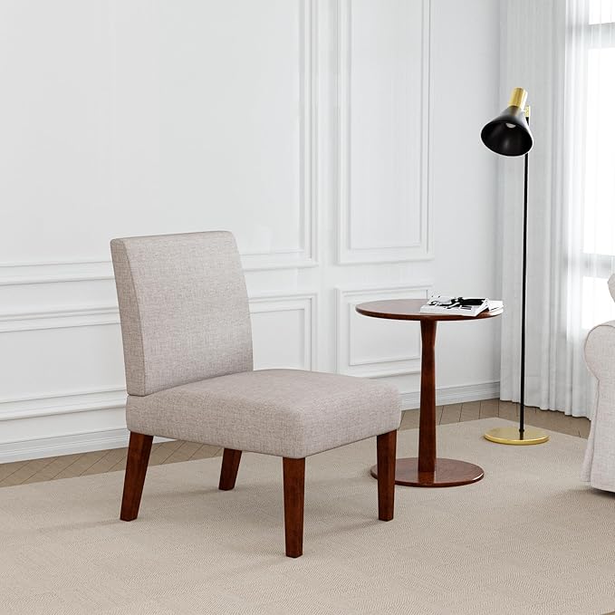 Coffee Table with 2 Fabric Accent ChairsCorner Side ChairVanity Chair for BedroomLounge RoomLiving Room Beige