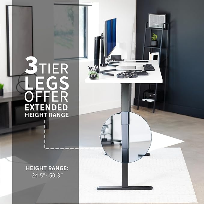 VIVO Electric 83 x 30 in Dual Motor Sit Stand Desk Memory Height Adjustment 2B Series Black Top White Frame DESK-KIT-2W8B