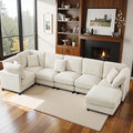 117 Modular Sectional Sofa with Movable ChaiseModern Chenille Cloud Sectional Couch with Deep SeatU Shaped Compressed Boneless Sofa for Living RoomNo Assembly Required (Beige)