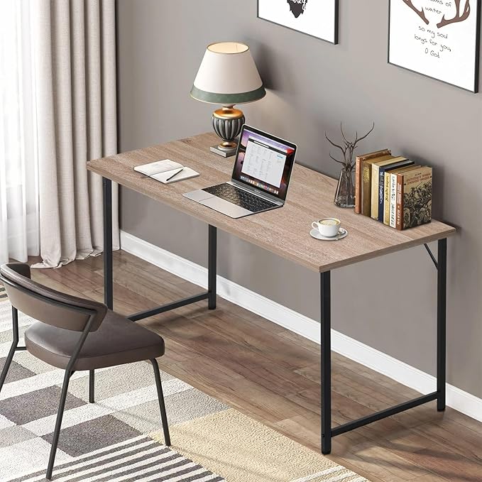 47 Inch Computer Desk Modern Gaming Desk for Home Office Large PC Gaming Table for Teen Student Art Modren Simple Style Computer Desk Wood and Metal Desk Workstati Black