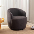 KIVENJAJA Swivel Barrel Chair Teddy Sherpa Upholstered Modern Round Accent Arm Chairs 360 Degree Swivel Small Single Sofa Armchair for Nursery Living Room Bedroom (Teddy Dark Grey)