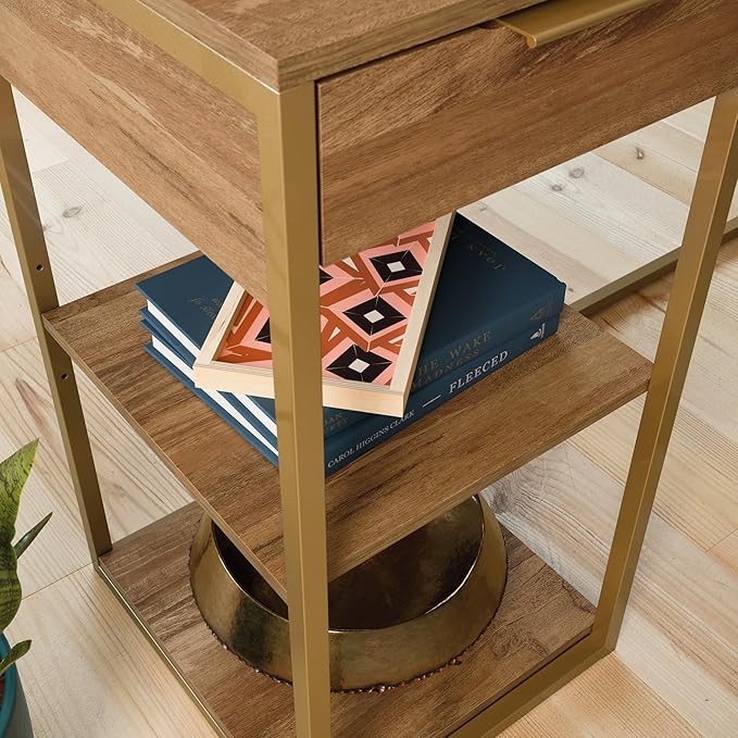 Sauder International Lux L-Shaped Desk Sindoori Mango Finish