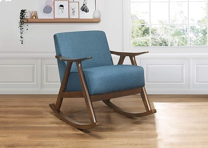 Lexicon Helena 28.5 W Fabric Wood Arm Rocking Chair Blue