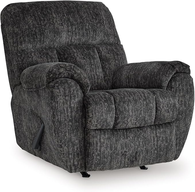 Signature Design by Ashley Rampant Casual Manual Rocker Recliner with Pillow-Top Arms Gray