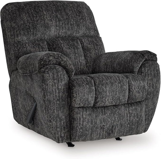 Signature Design by Ashley Rampant Casual Manual Rocker Recliner with Pillow-Top Arms Gray