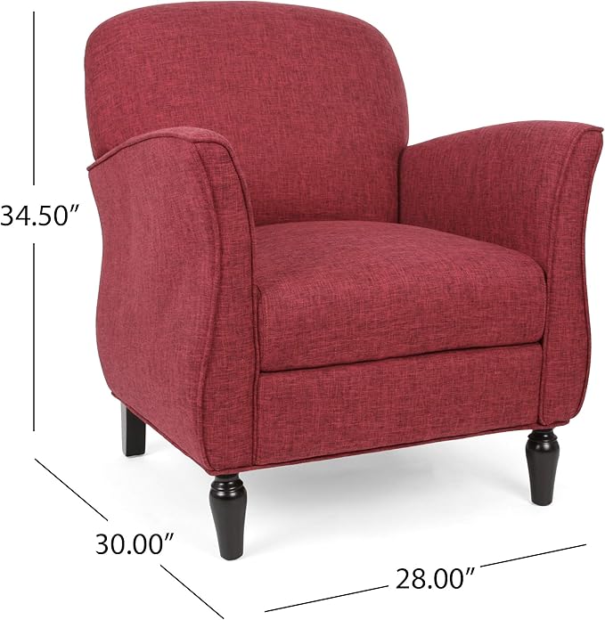 Merax Red Accent Chair Fabric Armchair Mid Century Modern Chair Set of 1 Cozy Single Seat Sofa Upholstered Reading Chair for Bedroom Living Room