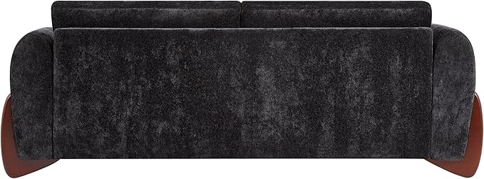 Christopher Knight Home Taki 89 Inches Sofa Couch Cozy Chenille Upholstered 3-Seater Sofa Wood Frame Couches Comfy Home Sofa Living Room and Office Lounge Seating with Armrests Black
