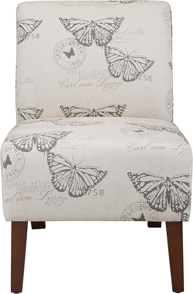 Linon Butterfly Dark Espresso Linen Lily Chair 21.5 W x 29.5 D x 31.5 H
