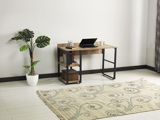 Black Metal e 58 Wooden Top 2 Shelves Writing and Computer Desk for Home Office Oak