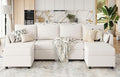 114.17 Modular Sectional Sofa 6 Seat Modular Couch with Storage Memory Foam Convertible Sectional Couches for Living Room U Shaped Comfy Modular Sofa with Chaise Beige