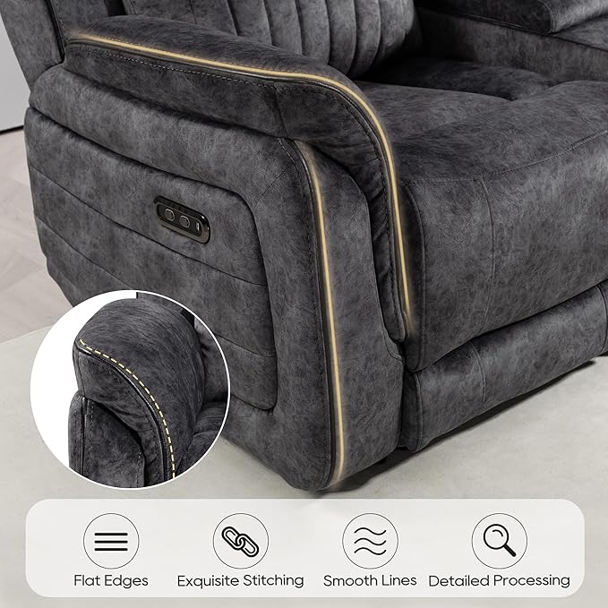 Zero Gravity Power Reclining Loveseat with Adjustable Headrest Power Loveseat Recliner with Console Power Loveseat Recliner Sofa with USB &amp Type-C Ports for Living Room(Grey)