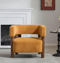 Christopher Knight Home Carly Low Profile Accent Chair Round Backrest Side Chair Living Room Armchair with Boucle Fabric Cushion Comfy Reading Chair for Bedroom Wooden Single Lounge Sofa Yellow
