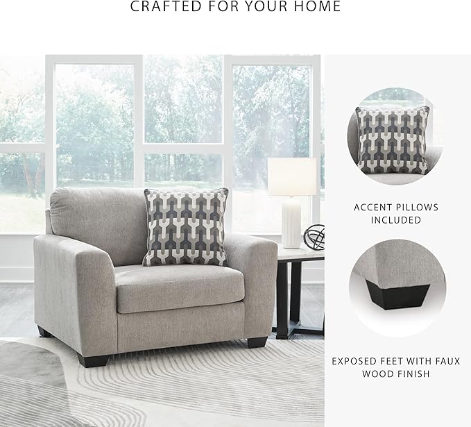 Signature Design by Ashley Avenal Park Classic Upholstered Oversized Chair with Removable Cushion Light Gray