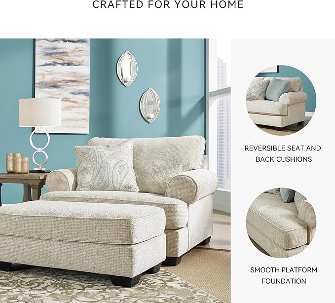 Signature Design by Ashley Monaghan Classic Upholstered Oversized Chair with Reversible Cushion Beige