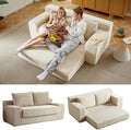 2-in-1 Loveseat Sofa with Pull-Out Bed 70.87 Sleeper Sofa with Comfy Cushions Corduroy Upholstered 2-Seater Cloud Sofa for Living Room Apartment and Small Spaces No Assembly Required (Beige)