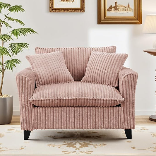 ERYE Living Room Accent Chair Modern Corduroy Upholstered Chair Wider Seat Cushion Leisure Armchair W/2 Pillows and Removable Cover for Home ApartmentBedroomOffice