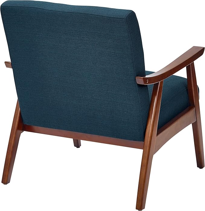 OSP Home Furnishings Davis Accent Chair with Medium Espresso Frame Klein Azure Blue