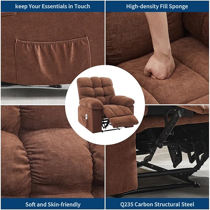 Manual Recliner Chair with Massage &amp Heating for Adults 150° Oversized Recliner Featuring Extra Wide Plush Seat Soft Overstuffed Design for Living Room and Bedroom