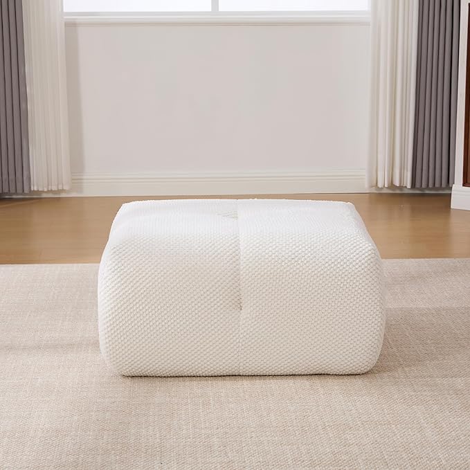 Folding Sofa Bed Convertible Floor Sleeper Chair Comfy Futon Floor Couch 2 in 1 Pull Out Single Boneless Sofa for Living Room Bedroom Removable Ottoman No Assemble Ivory