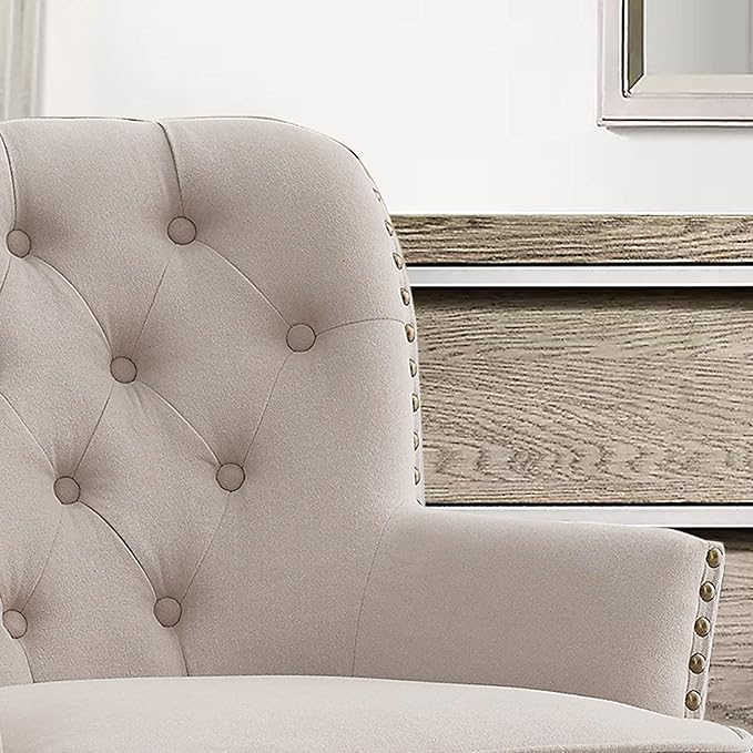 Rosevera McCarthy Furniture ottoman Arm Living Room Comfy Small Accent Chairs for Bedroom Standard Size Natural