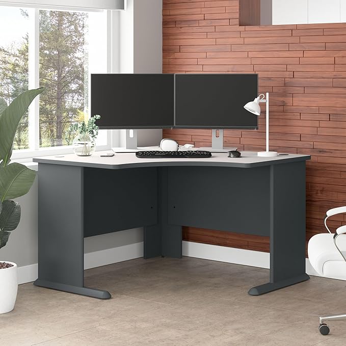 Bush Business Furniture Series A 48W Corner Desk in Slate and White Spectrum