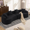 Yoglad 110 Boneless Curved Sofa Modern Cloud 4-Seater Floor Couch Minimalist Compression Sofa for Living Room Apartment Studio Office No Assembly Needed(Chenille Black)