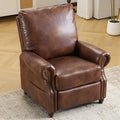Pushback Recliner Chair with Massage and Heating Breathable Leather Recliner Chair with Overstuffed Backrest and Rivet Decoration Single Sofa Accent Chair for Living Room Light Brown