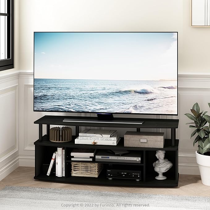 Furinno Jaya Large Entertainment Center Hold up to 55-in TV Inches Blackwood