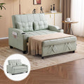 VINGLI Green Futon Sofa Bed Convertible Loveseat Sleeper Couch Faux Leather Pullout Sofa Fold Out Couch Bed with USB Ports Cup Holders Armrest for Living Room Bedroom Apartment Room