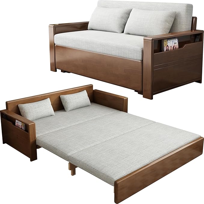 70.8 Modern Grey Convertible Sofa Sleeper Plush 3-in-1 Reversible Chaise Sectional Pull Out Bed with Pillows Durable Solid Wood Frame for Living Room Apartment Office Guest Room