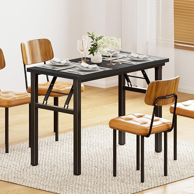 DlandHome Folding Table Computer Desk 31.5x15.7inch Small Desk Computer Desk Workstation Table for Home Office Black Desk DCAND-AC5-8040-BlackB