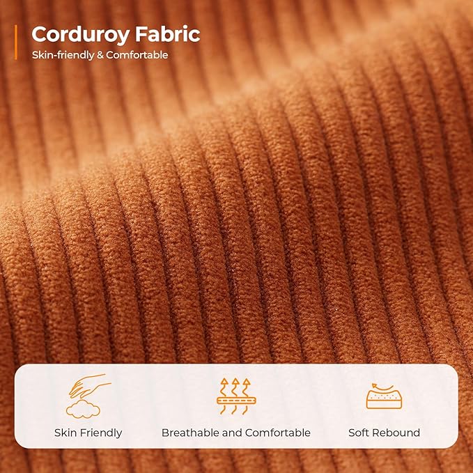89 Inch Sofa with Extra Deep Seats Oversize 3 Seater Sofa for Living Room Modern Couch and Sofa Comfy Armrests and Seats and Backrests Easy Installation Corduroy Fabric Rust