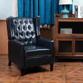 CONSDAN Recliner Chair Leather Recliner Sofa with Soft High-Resilience Cushion Living Room Chair with Button Tufting and Nailhead Trim Black