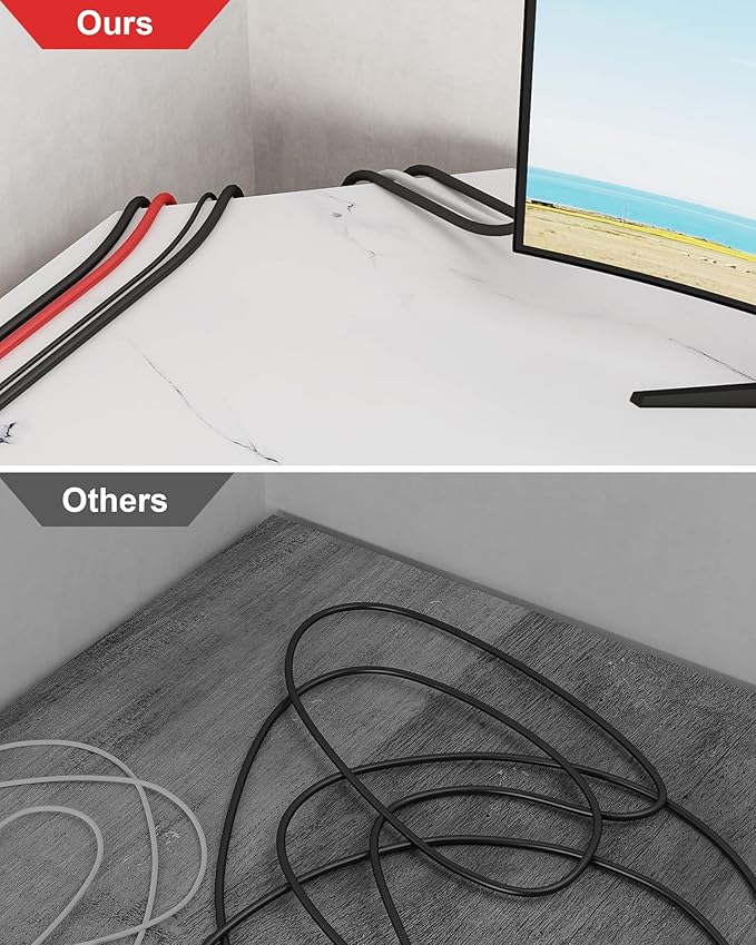 Teraves Modern L Shaped Desk with Shelves64.84 Computer Desk/Gaming Desk for Home OfficeCorner Desk with Large Desktop (White Marbling+ Gold Frame Large+4 Tier Shelves)