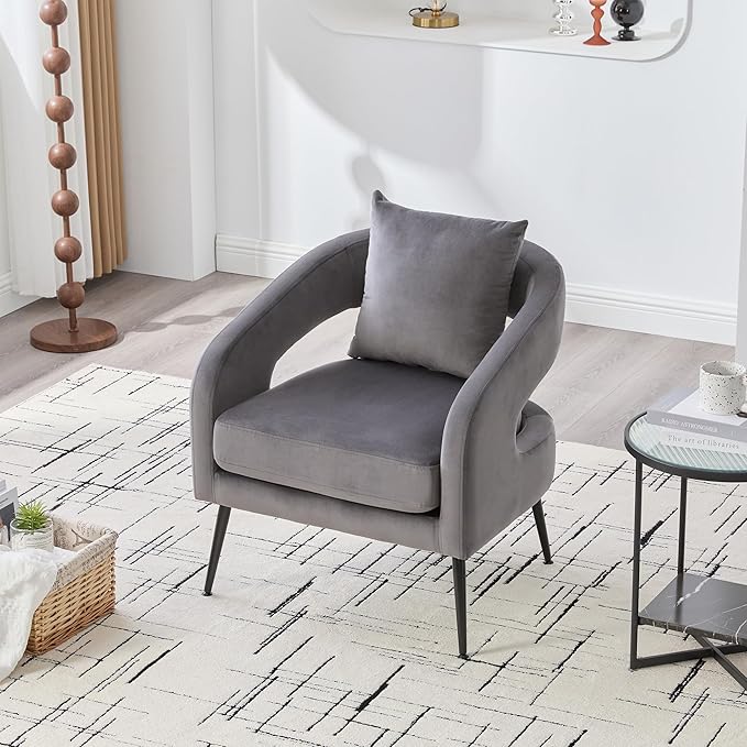 3-Piece Modern Minimalist Style Sofa Set with Metal LegsOpen Back Sofa Conversation SetLoveseat Couch &amp 2 Accent Chair for Living RoomBedroomOfficeReceptionCharcoal