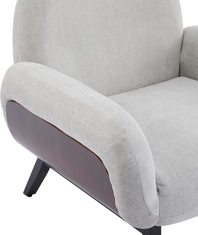 Christopher Knight Home Audrey Modern Fabric Upholstered Accent Chair Living Room Low Profile Fabric Armchair Wooden Comfy Reading Chair Soft Seating Single Lounge Sofa Light Grey