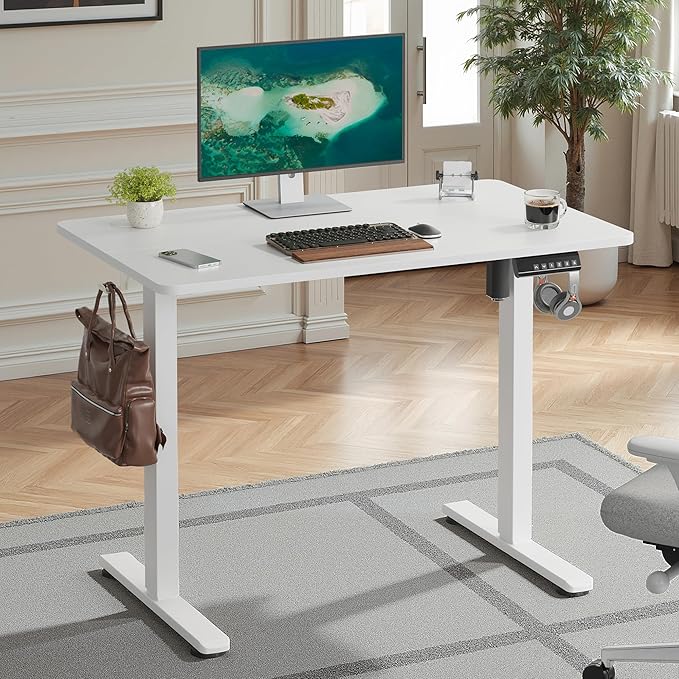 Casaphoria 40 x 24 inches Electric Standing Desk Sit to Stand Desk with Memory Height Adjustment Home Office Computer Desk for Writing and Games White