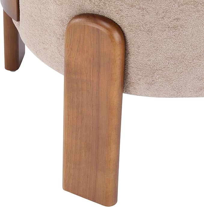 Christopher Knight Home Lily Solid Wood Wingback Accent Chair Fabric Upholstered Club Chair Curved Backrest Single Sofa Comfy Reading Lounge Chair for Living Room Soft Cushion Seating Light Brown