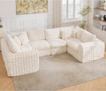 TYBOATLE 135’’ Boneless Slow-Rebound Memory Foam Couch Cloud Sectional Couches for Living Room w/Upgraded Fabric Deep Seat Comfy Fluffy U Shaped Modular Sectional Sofa w/Chaise Beige