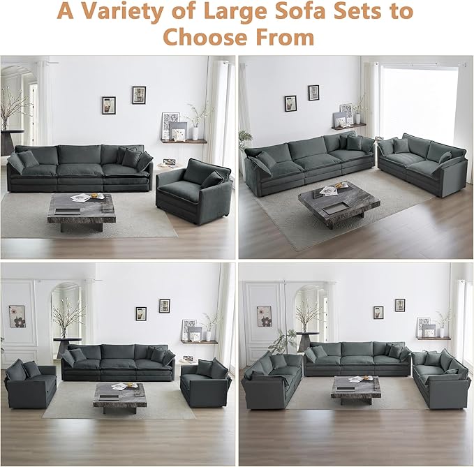 mikibama Modular Sectional Sofa 76.4 Inch L Shaped Couch Set for Living Room Loveseat Comfy Cloud Couches with Movable Ottoman DIY Combination Chenille Grey