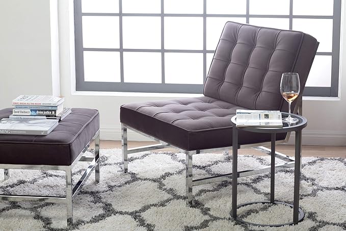Studio Designs Home Modern Ashlar Velvet Accent Chair Lounge Chair for Living Room Bedroom or Office Polyester Fabric in Mink Brown Chrome