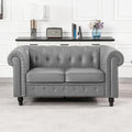 Naomi Home Chesterfield Sofa Set with Accent Chair Modern Leather Living Room Furniture with Tufted Design Perfect for Bedroom or Living Room Dcor Gray/PU/Loveseat