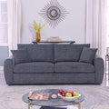 Modern Gray Chenille Fabric Sofa 86.2 L x 35.4 W x 33.8 H 3-Seater with Deep Seats and Wide Armrests